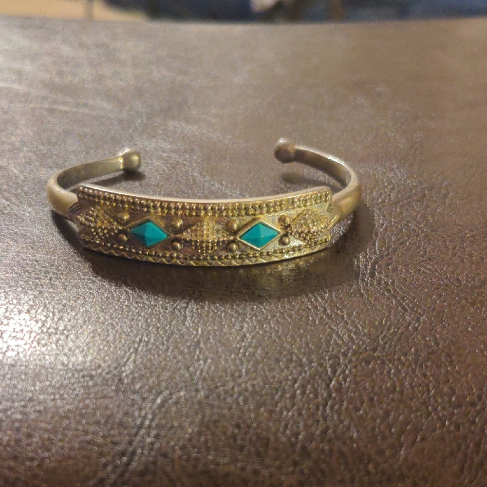 Lucky Brand Turquoise and silver 8" Cuff Bracelet